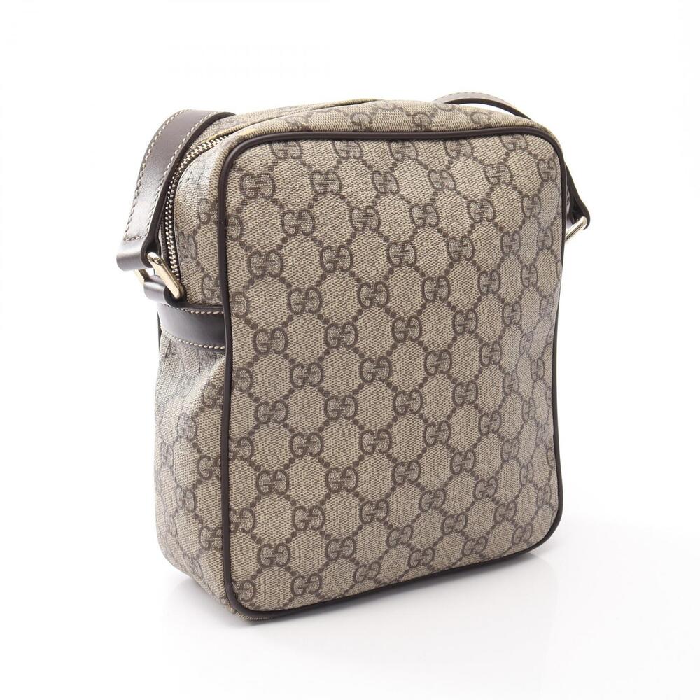 Gucci Supreme GG Canvas Shoulder Leather Brown Bag Beige Brown Tan